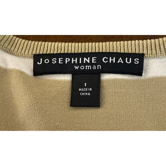 Josephine Chaus Womens 1 US 1X Gold Ivory Sweater Short Sleeve Silk Blend NEW - Picture 6 of 9